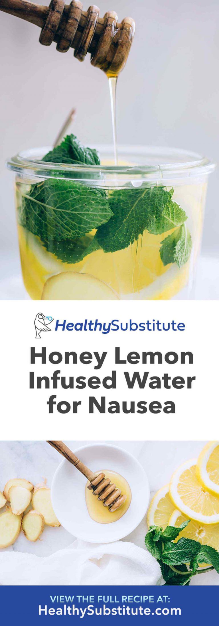 Honey and Lemon Sparkling Water for Nausea Healthy Substitute