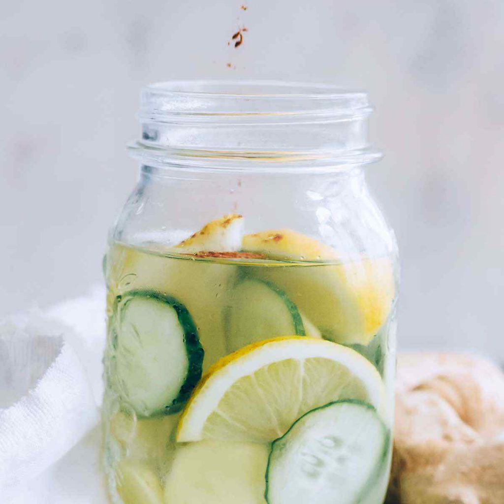 Overnight Cucumber, Ginger and Lemon Water for Bloating Healthy Substitute