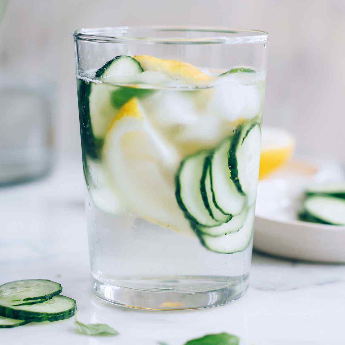Cucumber and Lemon Water Infused Water for Weight Loss Healthy